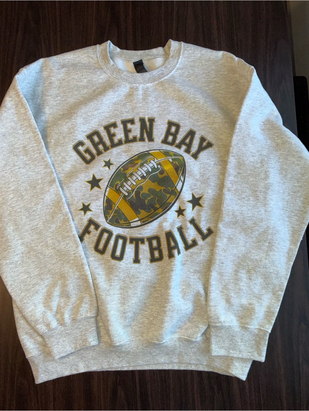Gildan Gray Crewneck with Green Bay Football Graphic